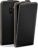 moex Flip Hülle für Samsung Galaxy A6 Plus (2018) Hülle klappbar mit 360 Grad Schutz, Handyhülle mit Bildschirmschutz, PU Leder Handytasche Lederhülle, Flip Hülle Cover Klapphülle, Schwarz