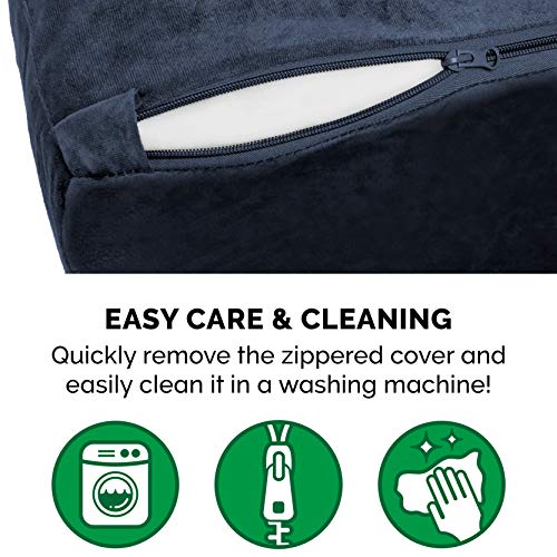 Furhaven Orthopedic Dog Bed For Extra Large Dogs W/ Bonus Water-Resistant Liner & Removable Washable Cover, For Dogs Up To 300 Lbs - Goliath Quilted Faux Fur & Velvet Bolster Chaise - Dark Blue, Xxl #TOP6