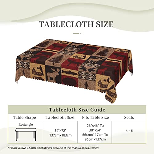 Celuce Lodge Bear Deer Fish Printed Rectangular Tablecloth 54X72In Washable, Oil And Water Resistant For Table Parties And Camping #TOP5