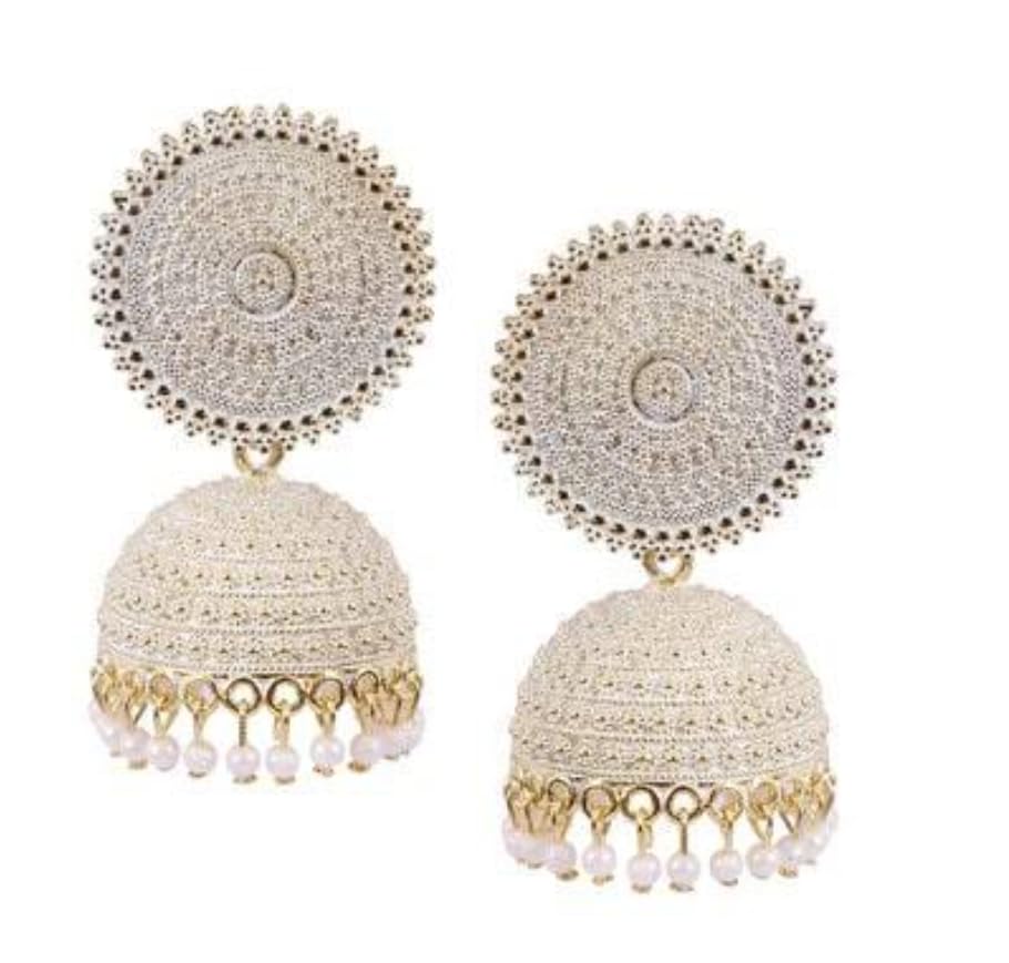 Calibre Womens Jewellery Earrings For Women Traditional Gold Plated Floral Golden Green,Pink,Red,White,Black Jhumkas Pearl Studded Drop Earrings For Women Girls (White) (B0DFMWJHY6) Amazon Price History, Amazon Price Tracker
