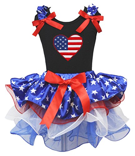 Image of Petitebella USA Heart Shirt Petal Skirt Outfit Nb-8y
