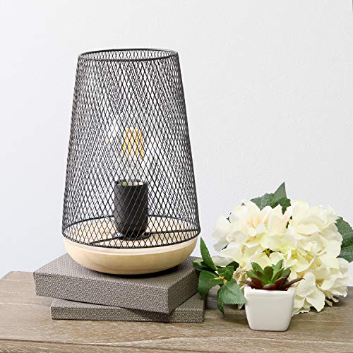Simple Designs LT1074-BLK Wired Mesh Uplight Table Lamp thumb #3