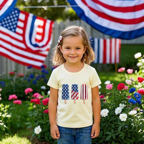 Image of Boys 4th of July Shirts-Toddler Girls Patriotic American Flag Tees Kids Memorial Day USA T-Shirts 2-7T