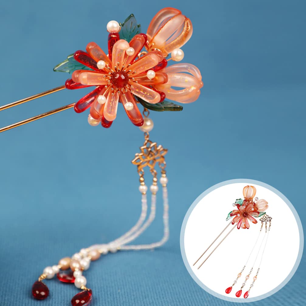 FRCOLOR Perlen Haarnadel mit Quaste Haargabel für Damen Haarstab für Duttfrisuren Brauthaargabel Haarschmuck für Hochzeit und Party