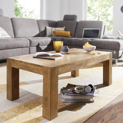 Table basse acacia massif 110x60 cm, fait main FineBuy