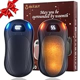 OUTJUT Calentador de Manos Recargable con Visualización en Pantalla,Camping-Negro