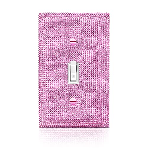 Image of 1 Pcs Shiny Silver Pink Rhinestone Wall Plate Cover 1 Gang Decorative Light Switch Cover Rhinestones Switch Covers