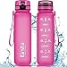 Grsta Gourde Sport, Bouteille 350ml/500ml/800ml/1l/1,5l, Bouteille d'eau avec Filtre et marqueur de Temps, Gourde Reutilisable sans BPA Anti-Fuite, pour Enfant, Adulte, Sport, École, Voyage, Camping
