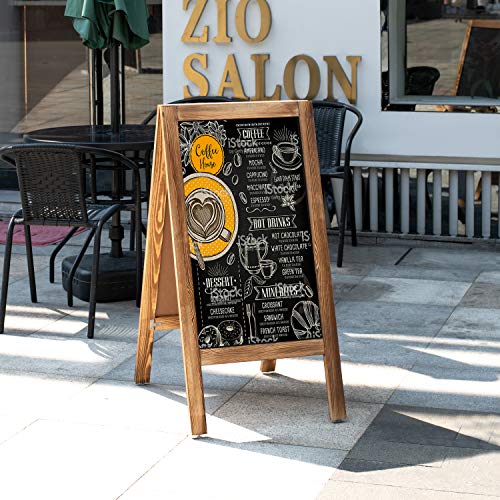 Board2By Heavy Duty Magnetic A-Frame Chalkboard Sign 40" X 20", Large Standing Sandwich Board Chalk Board Sign, Outdoor Chalkboard Easel For Restaurant Or Wedding With 4 Pens & Magnets, Rustic Brown #TOP1