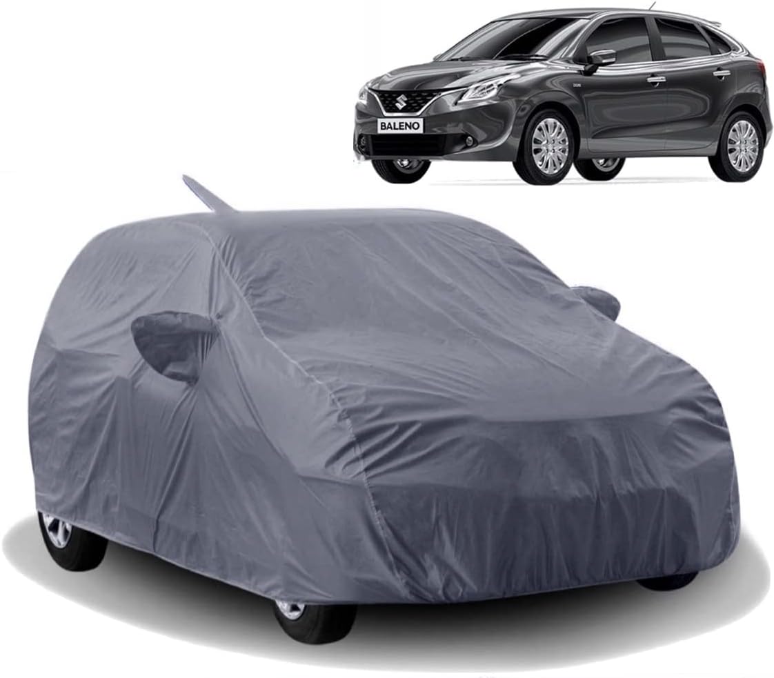 PODWILS Waterproof Car Cover with Triple Stitched Fully Elastic Ultra Surface Body Protection for Maruti Suzuki Baleno 2021 (Navy Look)