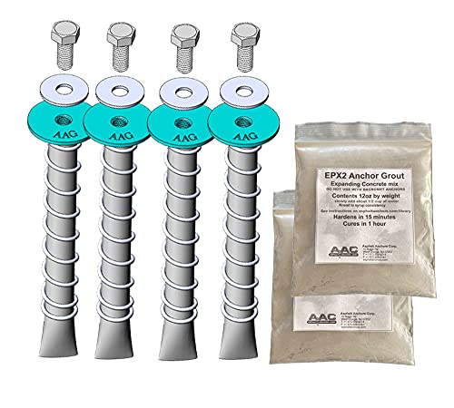 BoltHold - AK-4 Asphalt Anchor & Grout Kit - Four 1500lb Pull Rated SP10-38 Chemical Anchors (5/8" x 6") with EPX2 Anchoring Grout - for Installation of Sheds, Carports, Bike Racks, & More