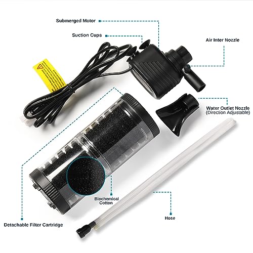 Image of SainSmart XpertMatic 15W Aquarium Filter 2 Stages 238 GPH (900L /h) for Up to 70 Gallon Fish Tank, Submersible Internal Tank Filter and Water Pump, Power Filter for Fish Tank, Aquarium, Pond