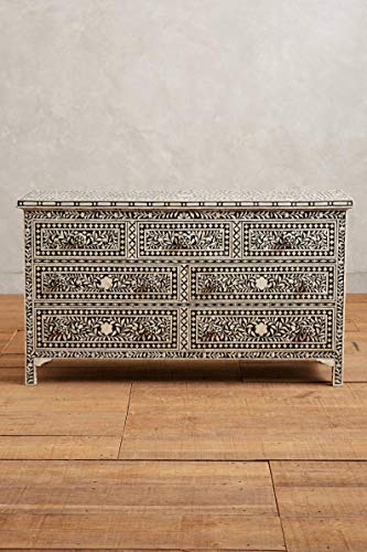 Beautifully Handcrafted Antique Bone Inlay Chest of 7 Drawers | Bedroom Dresser | Vintage Buffet/Sideboard Table for Home Decor Purpose | Living Room Storage Organiser - Fairdeal Handicrafts