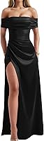 Memoriesea Women's Off-Shoulder High-Slit Bodycon Maxi Dress - Elegant Evening Wedding Guest Cocktail Party Gown