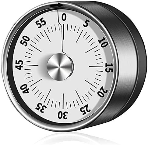 PMYEK Visual Timer-60-Minutes Mechanical Timer for Kitchen and Kids, Classroom Timer, Time Management Tool with Loud Alarm Sound & Stainless Steel for Teaching, Study, Exercise, Baking, Cooking, Frame
