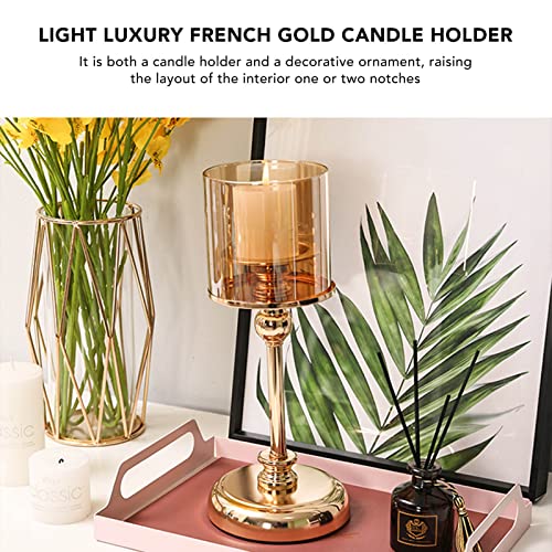 Gold Candle Holders, Candle Holders for Table Vintage Candlestick Holders Vintage Pillar Candlestick Holders for Home Wedding