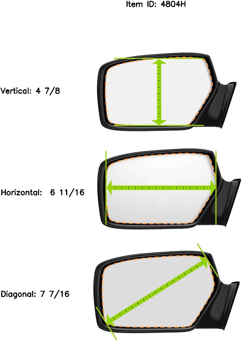 Compatible With Cadillac 2019-2023 XT4, 2020-2022 XT5 / XT6, 2019-2023 Blazer Replacement Mirror Glass, No Rear Mount, Lens (Left Driver Heated)