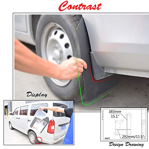 Image of XUKEY Universal Mud Flaps, Front and Rear Deluxe Molded Black Splash Guards, PP+TPO Plastic, 4-Pack Set with Screw Fixings, for Car, Pickup, SUV, Van, Truck