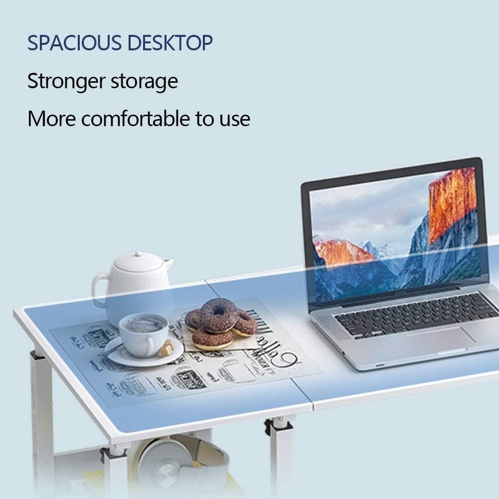 Overbed Table Height Adjustable Overbed Table with Wheels and Storage Tray Sturdy Rolling Computer Stand for Medical Eating and Laptops Lightweight