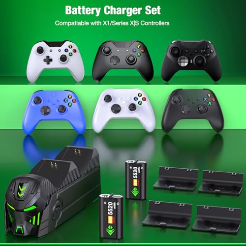 Charger Station Compatible with Xbox Controllers, 2x5520mWh Rechargeable Battery Pack for Xbox Series Controllers with Charging Dock and 4 Covers - Image 5