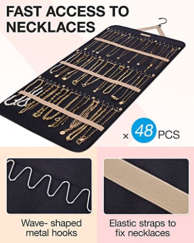 Image of BAGSMART Hanging Jewelry Organizer Necklace /Earring /Ring 2-Sided XL Black