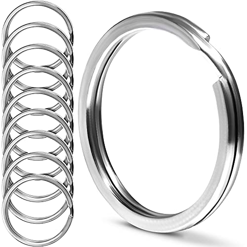 Image of CREST Products 10 Pcs Surgical Grade Stainless Steel Split Ring For Keychains 1 Inch 25Mm SS316L Key Rings For Car Keys, Silver