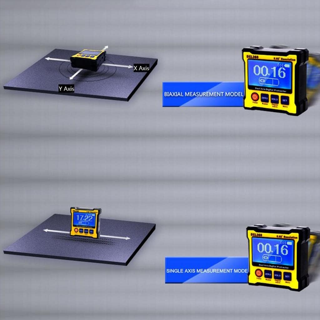 DXL360 Dual Digital Angle Protractor 0.1 High Precision Dual Level