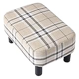 IBUYKE Hölzerner gepolsterter Fußschemel Osmanischer Hocker Hocker Niedriger Hocker Stoff Sofahocker Kleines modernes Wohnzimmer Rechteckiger Hocker mit gepolstertem Sitz, gestreifte Farbe RF-BD215