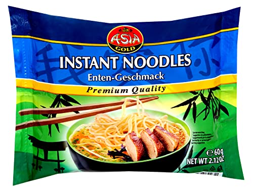 Foto von 24er Mix Set Asia Gold Instant Nudeln I je 6x Rind Huhn Shrimp Ente I 24x60g I Chinesische Nudeln I Asia Nudeln Instant I Ramen Nudeln I Asiatische Nudeln I plus OYOY Metall Essstäbchen