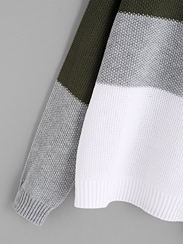 Milumia Women's Drop Shoulder Color Block Textured Jumper Casual Sweate r (Medium, Green)