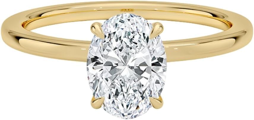 1-5 Ct Oval Moissanite Engagement Ring 10k 14k 18k Gold & 925 Sterling Silver Hidden Halo Solitaire Anniversary Moissanite Ring Christmas Gift For Her