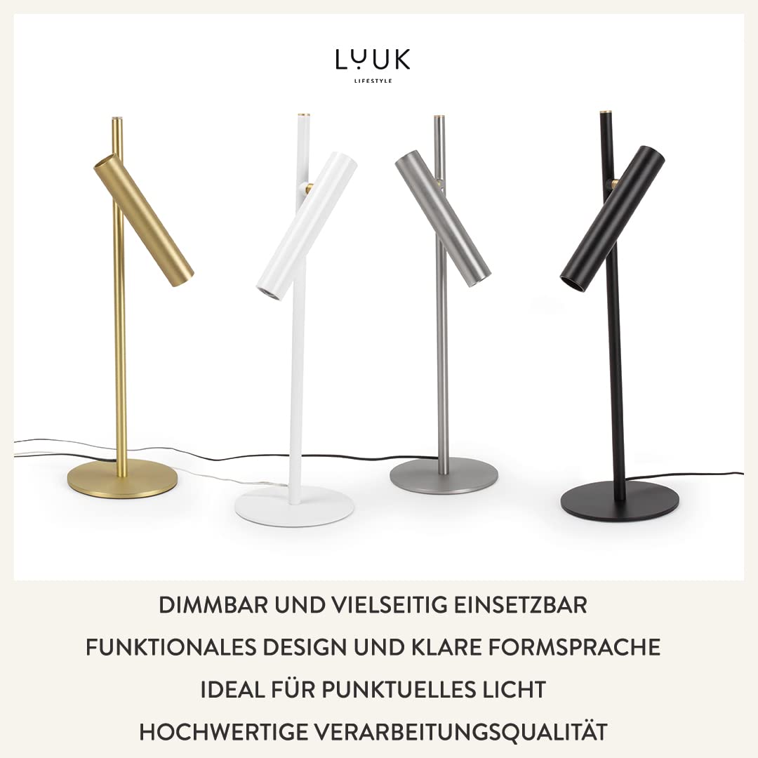LUUK LIFESTYLE Büroleuchte, minimalistisches Design, warmes Licht, Tischleuchte, Leseleuchte, Nachttischleuchte, Berührungssteuerung, stufenlos dimmbare Helligkeit, Zusatzleuchte, matt Schwarz