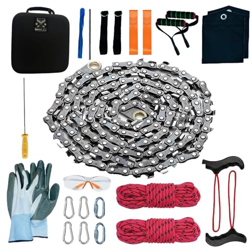 48 Inch High Reach Tree Limb Hand Rope Chain Saw, Tree Cutting Rope Throwing Weight Pouch Bag