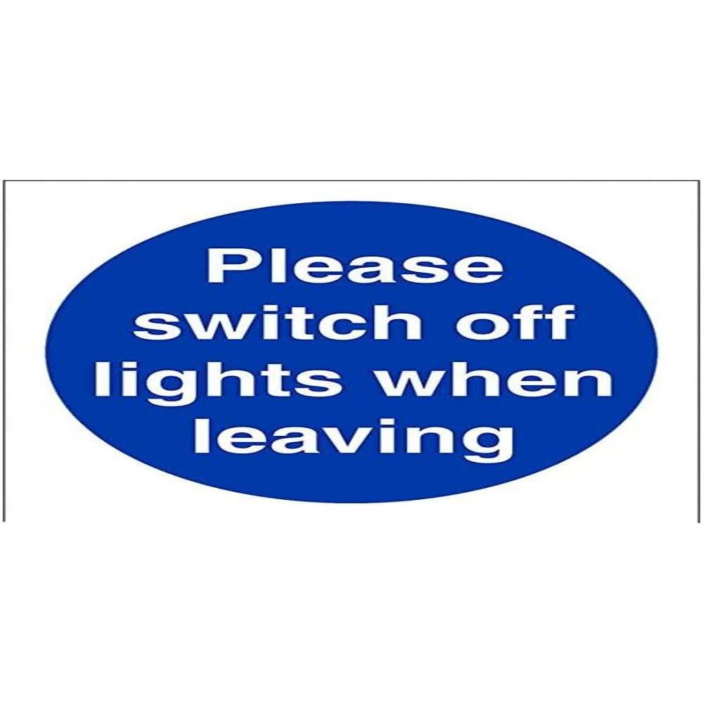 Cartello 'Si Prega Di Spegnere Le Luci' Vsafety, 100x100 Mm, Plastica Rigida Blu, Norma EN ISO 7010