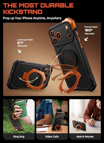 Image of SUPCASE for iPhone 17 Pro Max Case with Kickstand (Unicorn Beetle Grip), [Camera Control Cover] [Compatible with MagSafe] [Military-Grade Drop Protection] Heavy Duty Magnetic Phone Case, AramidOG