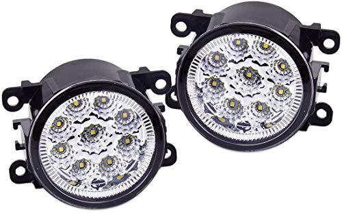 beler 2 Pack LED White Fog Light Lamp Replacement in Box for Acura Honda Ford Nissan Lincoln Jaguar Subaru Suzuki Porsche (9 LED Bulbs)