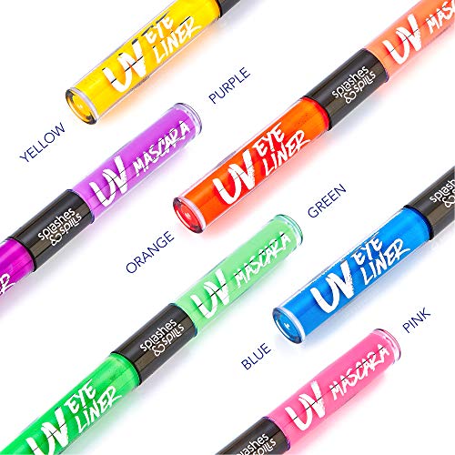 Uv Glow Blacklight Eyeliner And Mascara Duo - 6 Color Variety Pack, 6Ml – Day Or Night Stage, Clubbing Or Costume Makeup By Splashes & Spills #TOP3