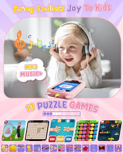 Image of KOKODI Kids Smart Phone Toys, Birthday Gifts Unicorn Toddler Play Phone for Girls 3-10, Touchscreen HD Dual Camera Cell Phones for Kids, Travel Toys Preschool Learning Toy for Kid with 8GB SD Card