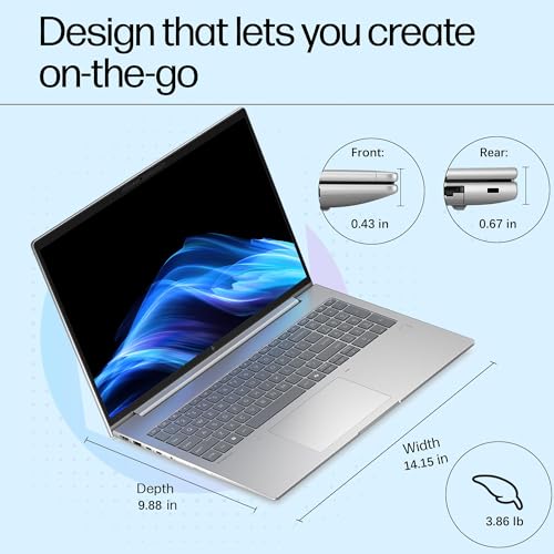 Image of HP 2026 EliteBook 16 inch Business Laptop, AMD Ryzen 5 200 Copilot AI PC, 32GB DDR5 RAM, 1TB PCIe SSD, FHD+, Enterprise Security, Fast Charging, WiFi 6E, Backlit KB, Fingerprint Reader, Windows 11 Pro