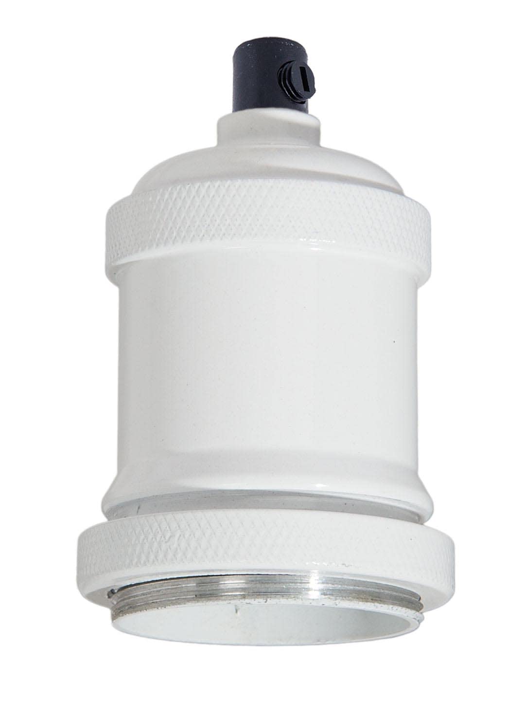 B&P Lamp® Glossy White Finish Aluminum Lamp Socket Cover Shade Holder and Ring with Medium Base E26 Socket Included