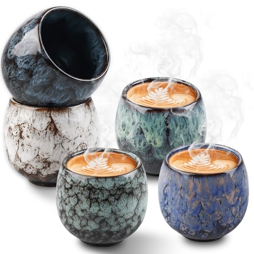 Asfrode Espressotassen Set, 5 x 100ml Keramik Espressobecher Set...