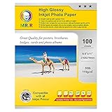 MR.R Single Side High Glossy Inkjet Photo Paper Letter Size 8.5'x11' with 100 sheets per pack 115gsm 30LB
