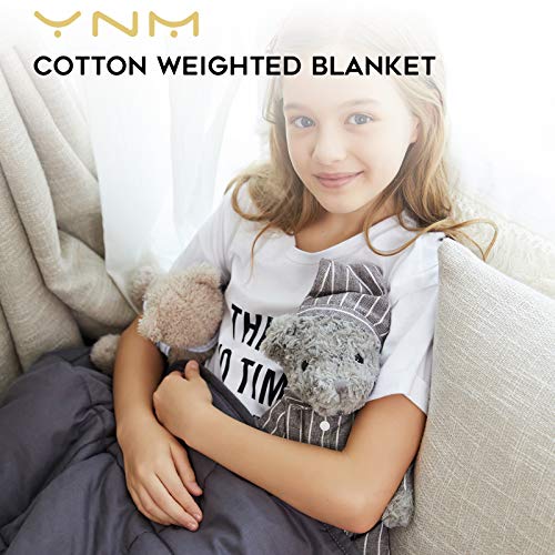 YnM Kids 7lbs Weighted Blanket, Premium Cotton Material with Glass Beads, Bed Blanket for One Person of 60lbs, Ideal for on Twin Bed (Dark Grey, 41"x60" 7lbs)