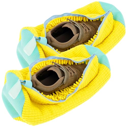 2Pcs Laundry Shoe Bags for Washing Machine Trainer Washing Machine Bag Reusable Wash Bag for Trainers with Zipper Cleaning Pouch Shoe Laundry Pouch for Cleaning Footwear Tear Resistant (yellow)