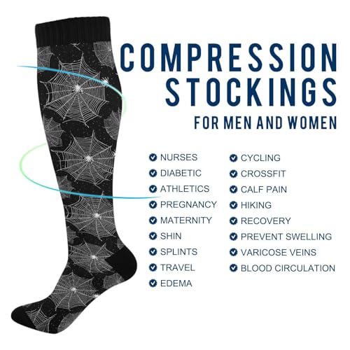 Image of SHJI Compression Socks for Women Sock Men Knee High Stockings for Running Athletic Hiking Cycling