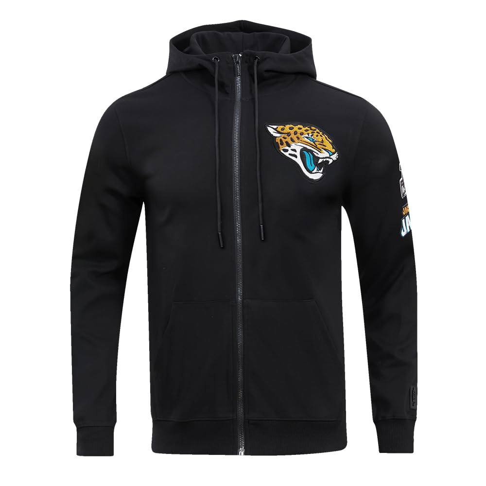 Pro Standard Mens NFL Jacksonville Jaguars Classic Chenille Full Zip Hoodie Black 3Xl