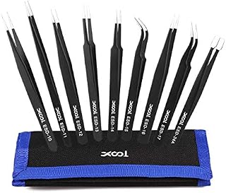 XOOL ESD Tweezers Tools Kit, Precision Anti-static Set of Tweezers, Non-magnetic and Multi-standard