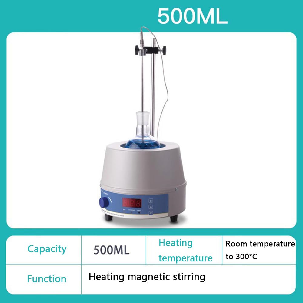 Agitador Magnético, Manto Calefactor Magnético Con Pantalla Digital, Agitación De 100 Ml a 2000 Ml, Con Sonda De Temperatura, Pantalla Digital, Equipo De Laboratorio Portátil,500ml