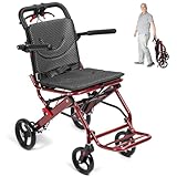 Foldable Wheelchairs for Adults - 18.5lbs Lightweight Transport Wheelchair with Hand Brakes & 8