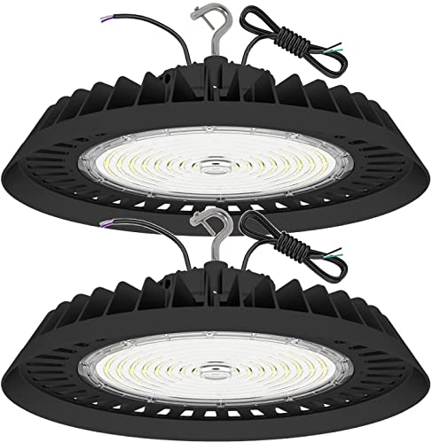 Ostek 150W Ufo Led High Bay Light 22500Lm 5000K Daylight (750W Mh/Hps Equiv) 0-10V Dimmable Led Shop Lights For Workshop, Commercial Warehouse, Garage - Hanging Hook, Safe Rope, Ul Listed- 2 Pack #TOP18